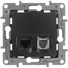 Legrand Etika, 672652, RJ45 Cat.5 + RJ11, Антрацит